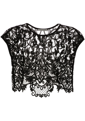 MAURIZIO MYKONOS corded-lace cropped blouse - Black