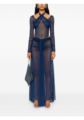 LaQuan Smith mesh-design bodysuit - Blue