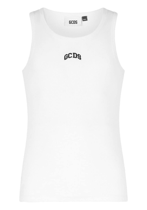 Gcds logo-embroidered fine-ribbed tank top - White