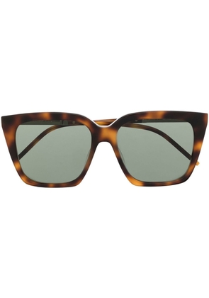 Saint Laurent Eyewear tortoiseshell-effect logo sunglasses - Brown