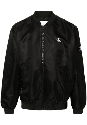 Calvin Klein Jeans logo-patch zip-up bomber jacket - Black
