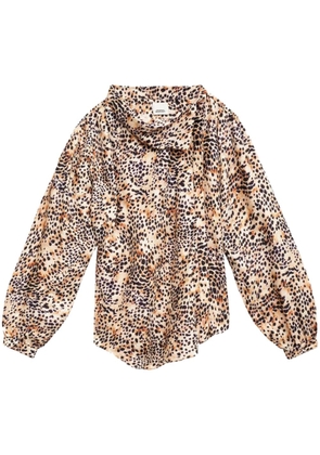 ISABEL MARANT leopard-print asymmetric-neck blouse - Neutrals