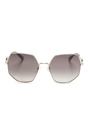 Marc Jacobs Eyewear logo-plaque geometric-frame sunglasses - Gold