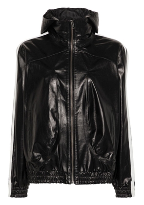 Manokhi Racing hooded leather jacket - Black