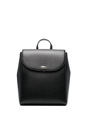 DKNY logo-lettering leather backpack - Black