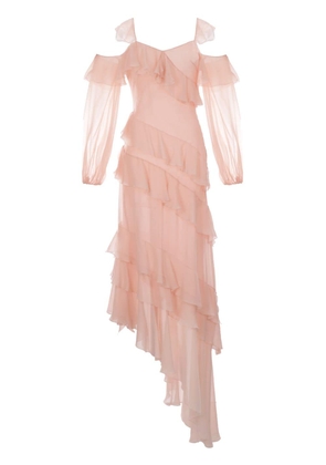 Blumarine asymmetric-hem long-sleeve dress - Pink