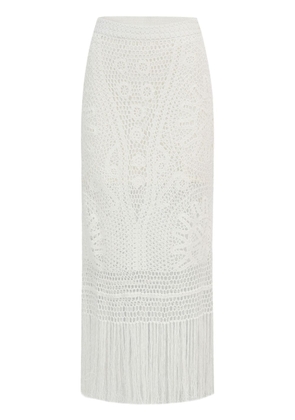 Shanghai Tang open-knit straight skirt - White
