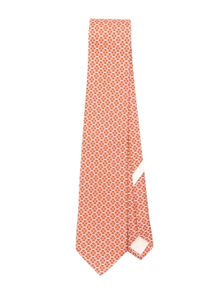 Ferragamo Gancini-print silk tie - Orange