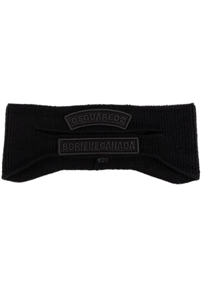 DSQUARED2 logo-patch wool head band - Black