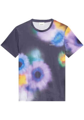 MARANT blur-effect logo-print T-shirt - Purple