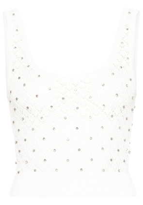 John Richmond crystal-embellished knitted top - White