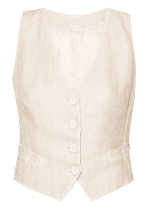 120% Lino single-breasted linen gilet - Neutrals