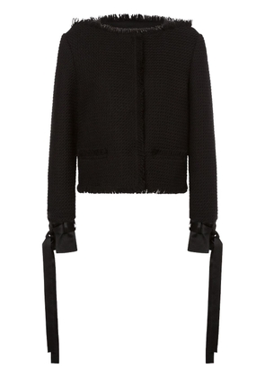 Alberta Ferretti strap-detail frayed-edge jacket - Black