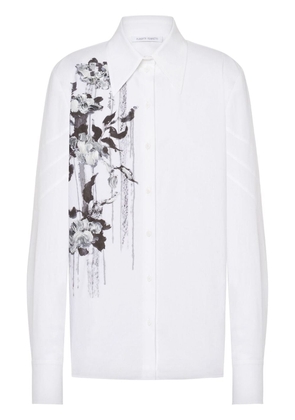 Alberta Ferretti floral-print cotton shirt - White