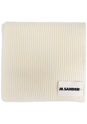 Jil Sander logo-patch wool scarf - Neutrals
