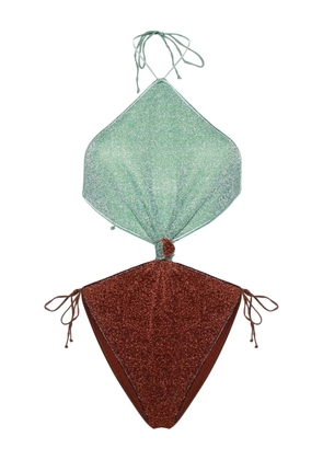 Oséree halterneck lurex knotted swimsuit - Green