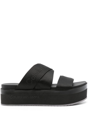 Calvin Klein Jeans logo-jacquard flatform sandals - Black