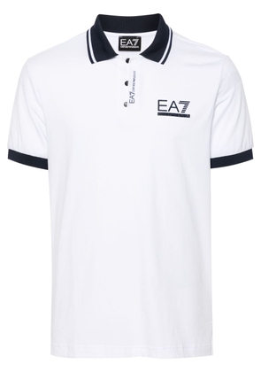 Ea7 Emporio Armani raised logo-detail polo shirt - White