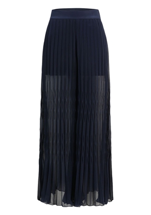 Shanghai Tang smocked-panelling plissé maxi skirt - Blue