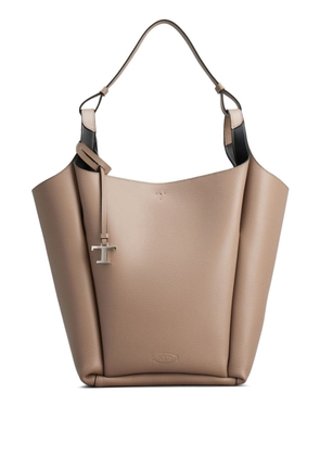 Tod's logo-debossed leather tote bag - Neutrals