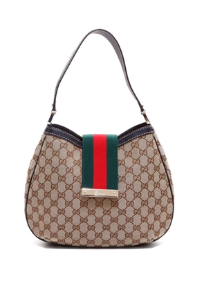 Gucci Pre-Owned Web-detail GG Canvas shoulder bag - Brown