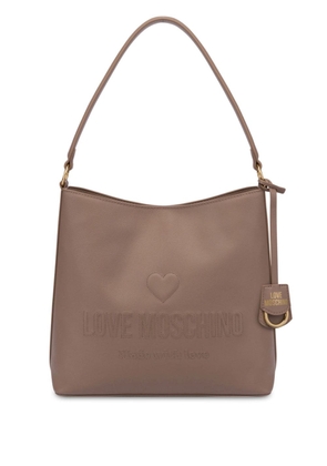 Love Moschino logo-embroidered leather tote bag - Brown