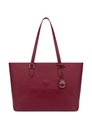 Love Moschino logo-embossed leather tote bag - Red