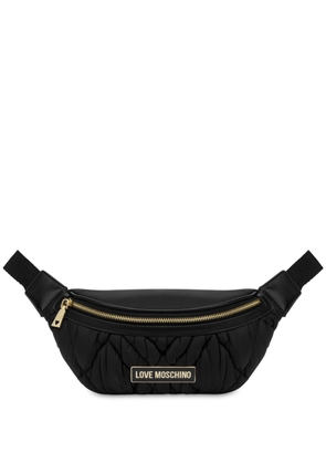Love Moschino logo-plaque padded belt bag - Black