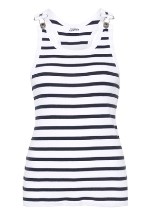 Jean Paul Gaultier ribbed striped tank top - White