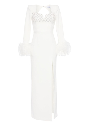 Rebecca Vallance Blanche feather-trimmed gown - White