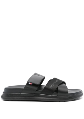 Tommy Hilfiger crossover-strap leather sandals - Black