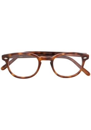 Lesca tortoiseshell-effect round glasses - Brown