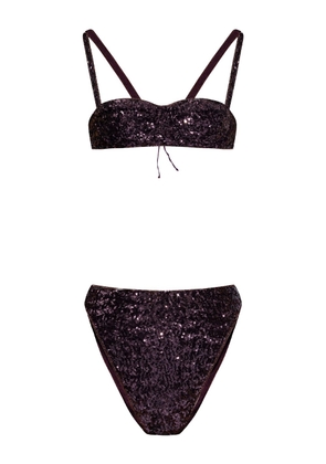 Oséree sequin-embellished high-waisted bikini - Purple