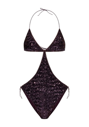 Oséree sequin-embellished triangle-cup swimsuit - Purple
