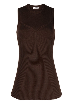 Jil Sander sleeveless ribbed-knit top - Brown