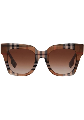 Burberry check pattern square-frame sunglasses - Brown