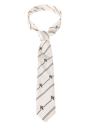 Elisabetta Franchi monogram-print striped tie - Neutrals