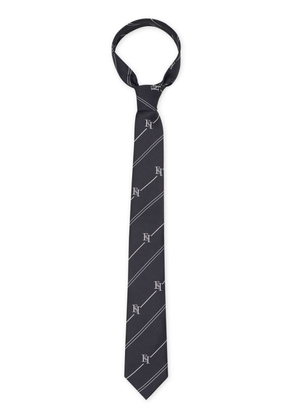 Elisabetta Franchi monogram-print striped tie - Black