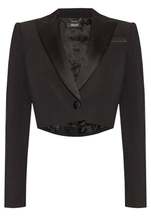 Versace logo-patch cropped blazer - Black