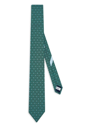 Ferragamo Gancini-pattern silk tie - Green