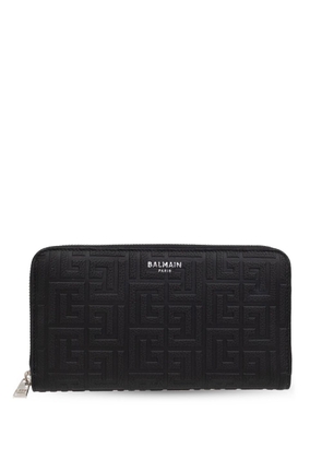 Balmain logo-print leather wallet - Black