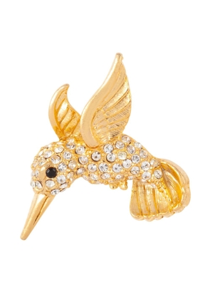 Susan Caplan Vintage 1980s Rediscovered crystal-embellished bird brooch - Gold