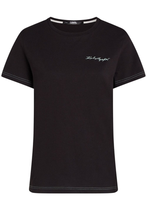 Karl Lagerfeld Signature logo-embroidered T-shirt - Black