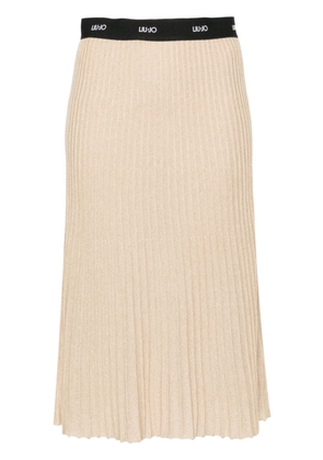 LIU JO logo-waistband lurex skirt - Neutrals
