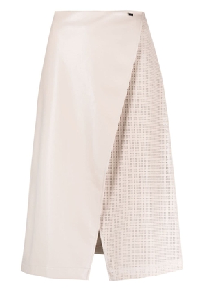 Armani Exchange perforated-panel midi skirt - Neutrals