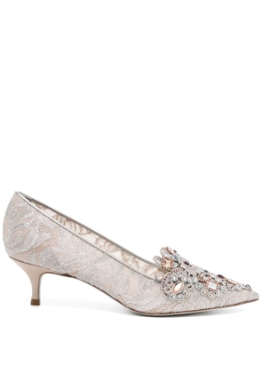René Caovilla Cinderella crystal kitten-heel pumps - Grey