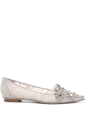 René Caovilla Cinderella crystal ballerina shoes - Grey