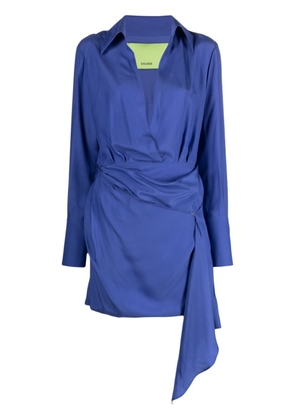 GAUGE81 Gravia draped silk shirtdress - Blue