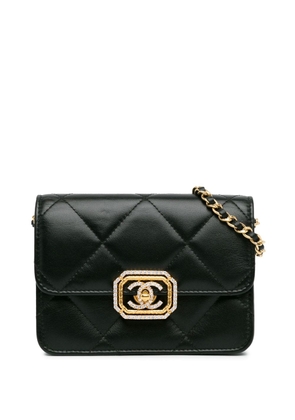 CHANEL Pre-Owned 2021-2023 Quilted Calfskin Strass Clutch With Chain Flap crossbody bag - Black