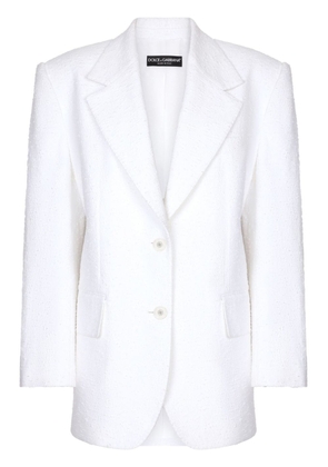 Dolce & Gabbana single-breasted tweed blazer - White